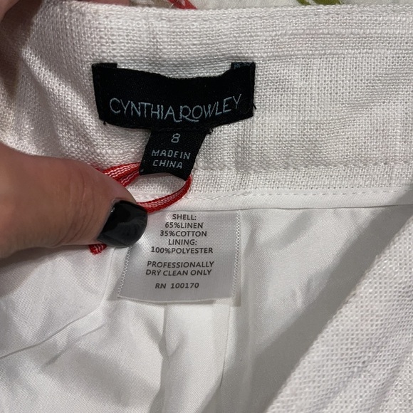 Cynthia Rowley size 8 white linen blend shorts scalloped edges zips up side NWT - Picture 6 of 12